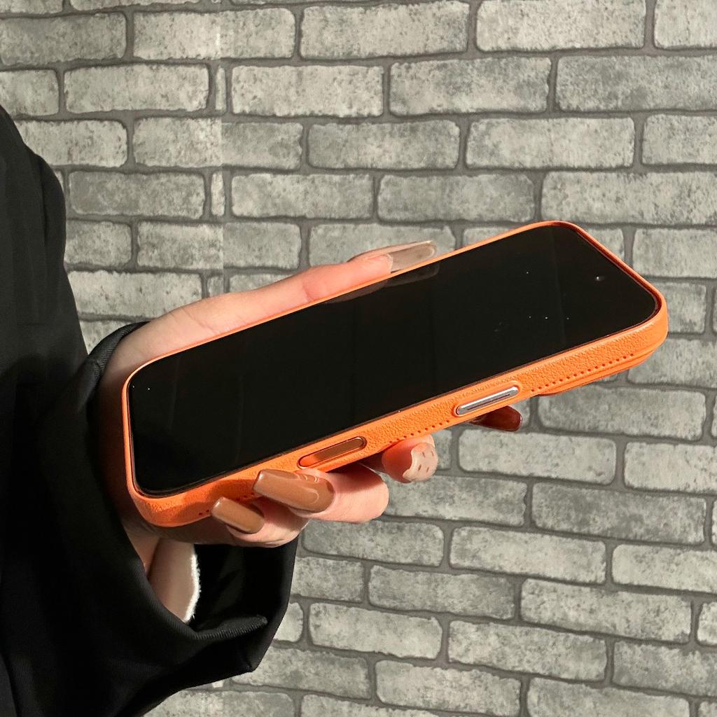 Fashion Frosted PC Leather Textured Magnetic Case For iPhone Air 17 16 15 14 13 12 Pro Max Plus For Magsafe Solid Color Cover