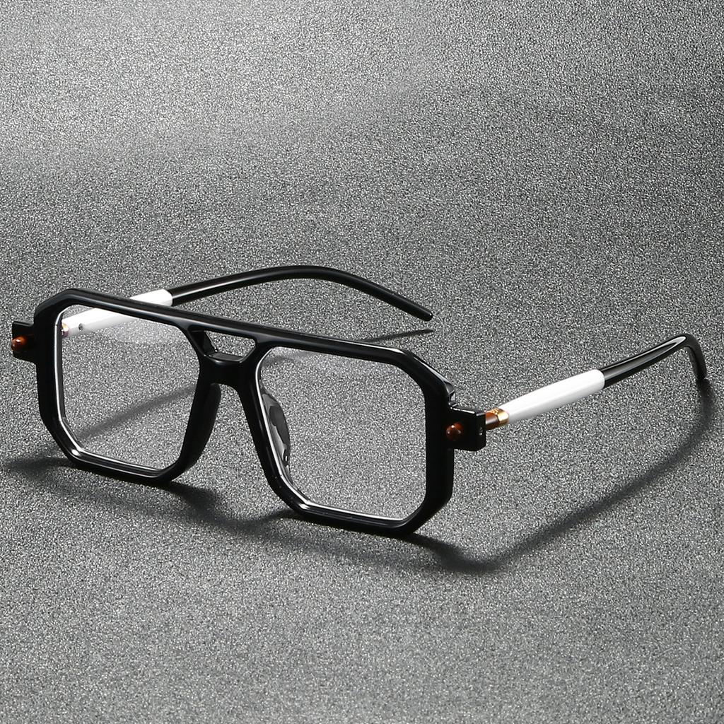 Square Glasses Men Vintage Punk Candy Color Rim Blue Light Blocking Eyeglasses Trendy Chic Double Bridge Optical Frames