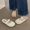 Internet Celebrity Hollow with Skirt Bag Head Slippers 2025 Summer New Popular Flat Bottom Mesh Half Drag Ins Breathable Sandals