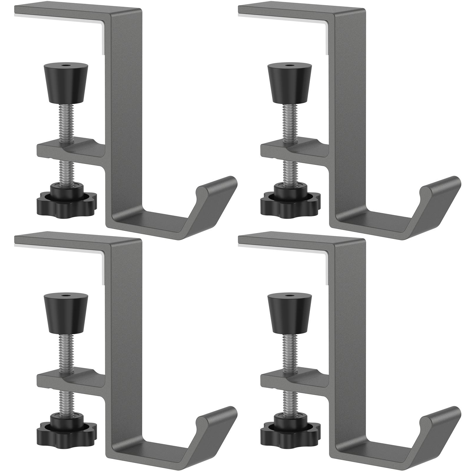 

4Pcs Headset Hanger Adjustable Desk Edge Organizer Holder Aluminum Nonslip Multi-functional Punch-free Table Side Hooks NEW