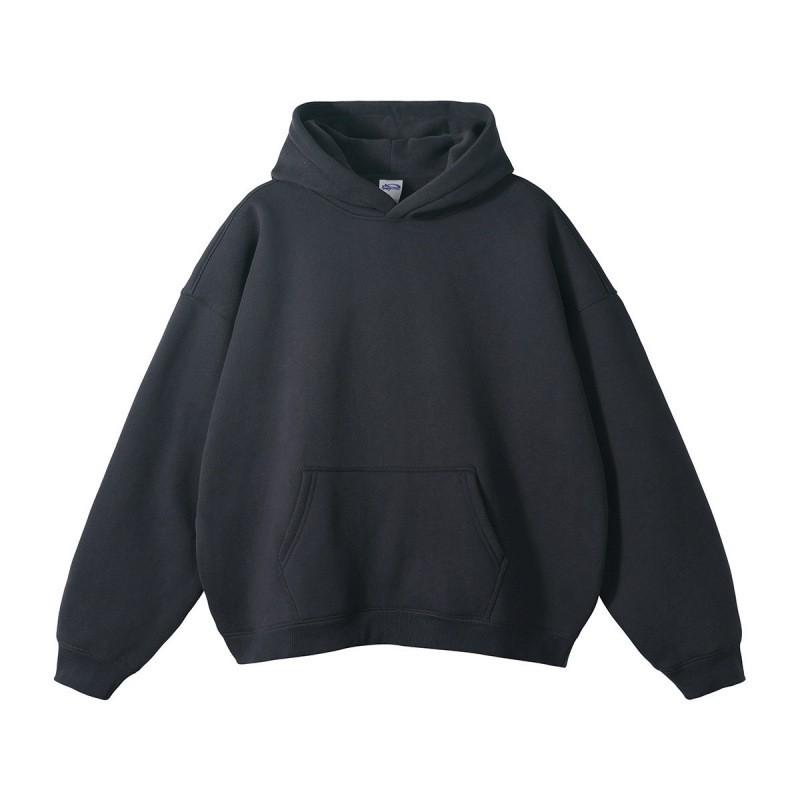 Unisex Übergroßer Kapuzenpullover mit überschnittenen Ärmeln Warmes Fleece-Futter Einfarbige Lässige Winteroberseite