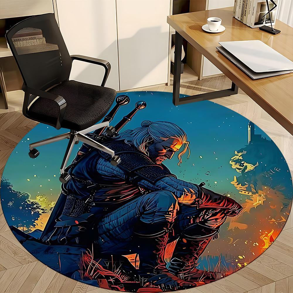 1PC Warrior Armor Office Round Rug, Non-slip, Soft and Durable Office Rug for Interior Decoration, Perfect for Office, Beautiful Decoration