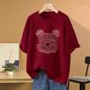 Short-sleeved T-shirt Women's Summer Loose Retro Cartoon Bear Half-sleeved Top