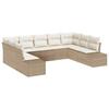 9 Piece Beige Garden Sofa Set with Cushions