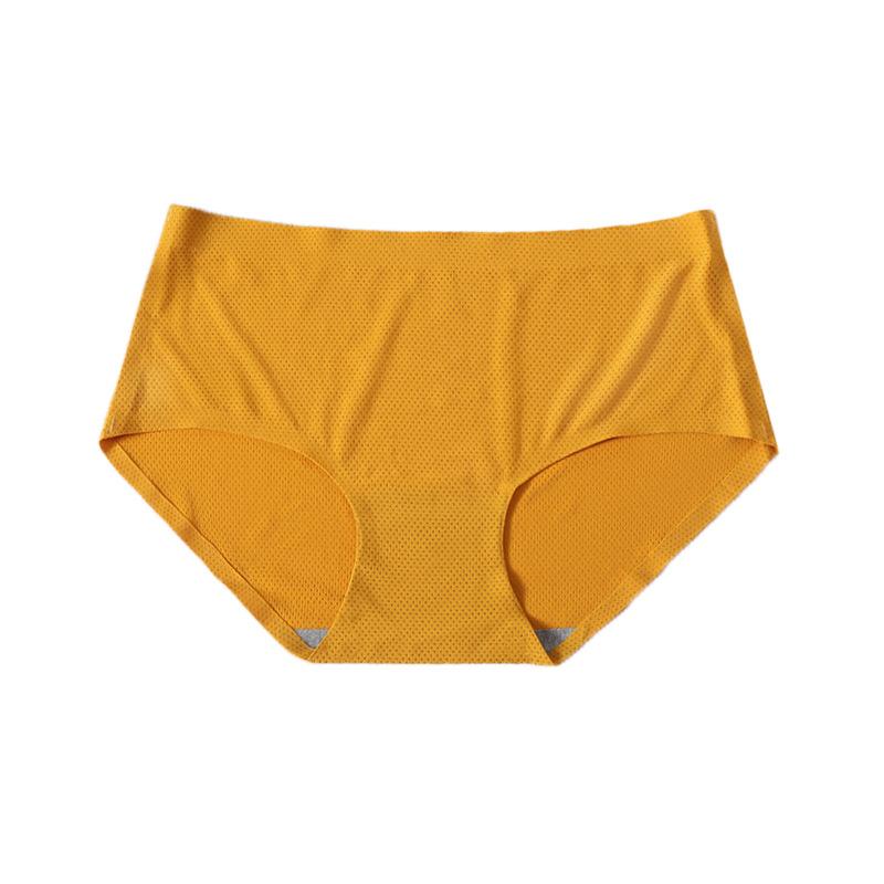 Plus Size Breathable Holes Panties Women Lingerie Solid Knickers Seamless Female Mid-rise Briefs