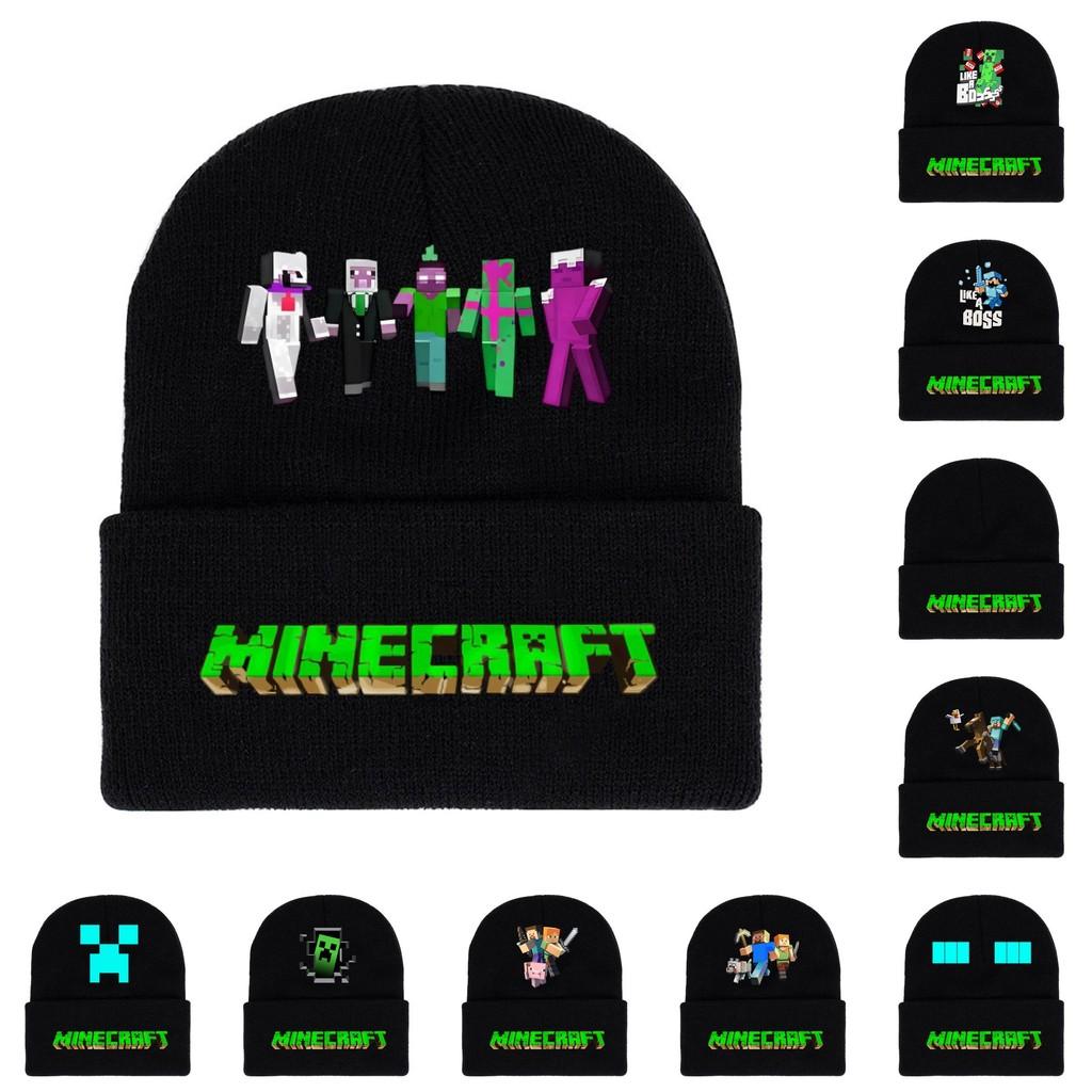 Minecraft Knit Beanie Cartoon Print Warm Unisex Winter Hat For Casual Wear