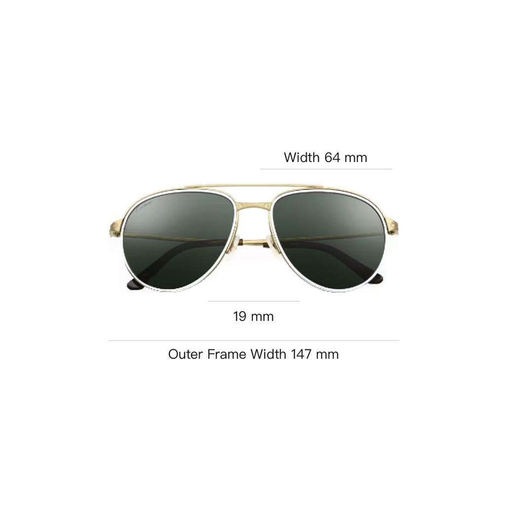 Cartier Anti-Wind Thin Leg Pilot Style Sunglasses Unisex Sunglasses Gold ESW00573