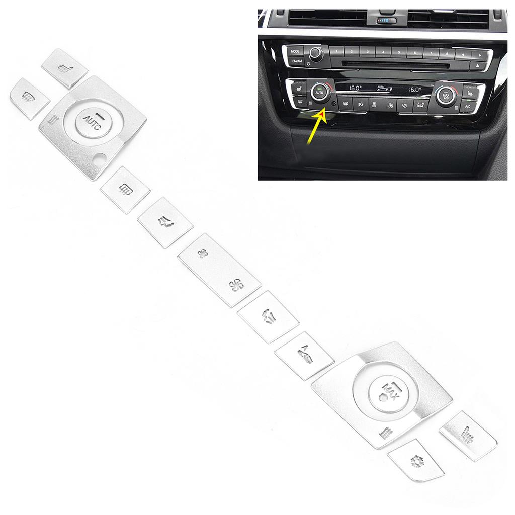13-teiliges Set Klimaanlagenschalter-Aufkleber Silber Ersatz für 3er F30 2013-2018
