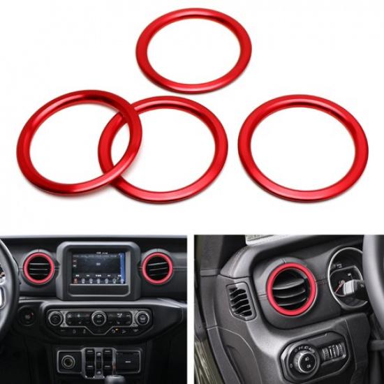 

Red Aluminum Outer AC Vent Opening Surrounding Rings For Jeep 18-up Wrangler JL