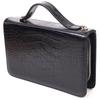 Stylish Men's Purse with Two Compartments Made of Genuine Textured Leather with Crocodile Embossing CANPELLINI 21570 Black