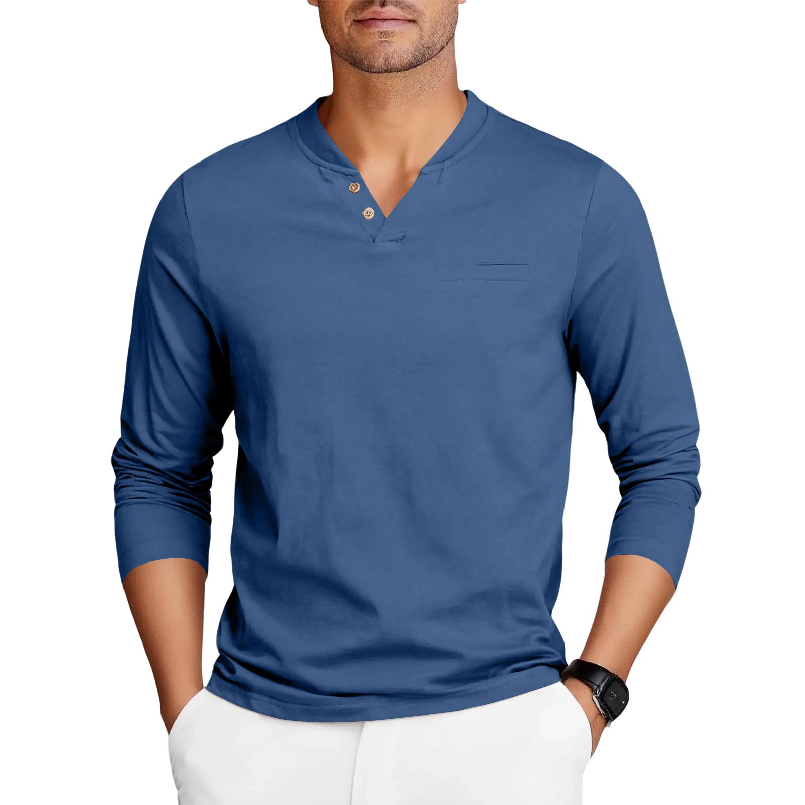 

Men s Slim-fit V-neck Long-sleeved Casual T-shirt XXL