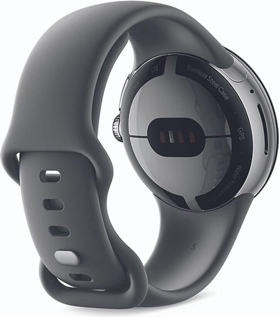 Google Pixel Watch Bluetooth Polished Silver Sportarmband Charcoal
