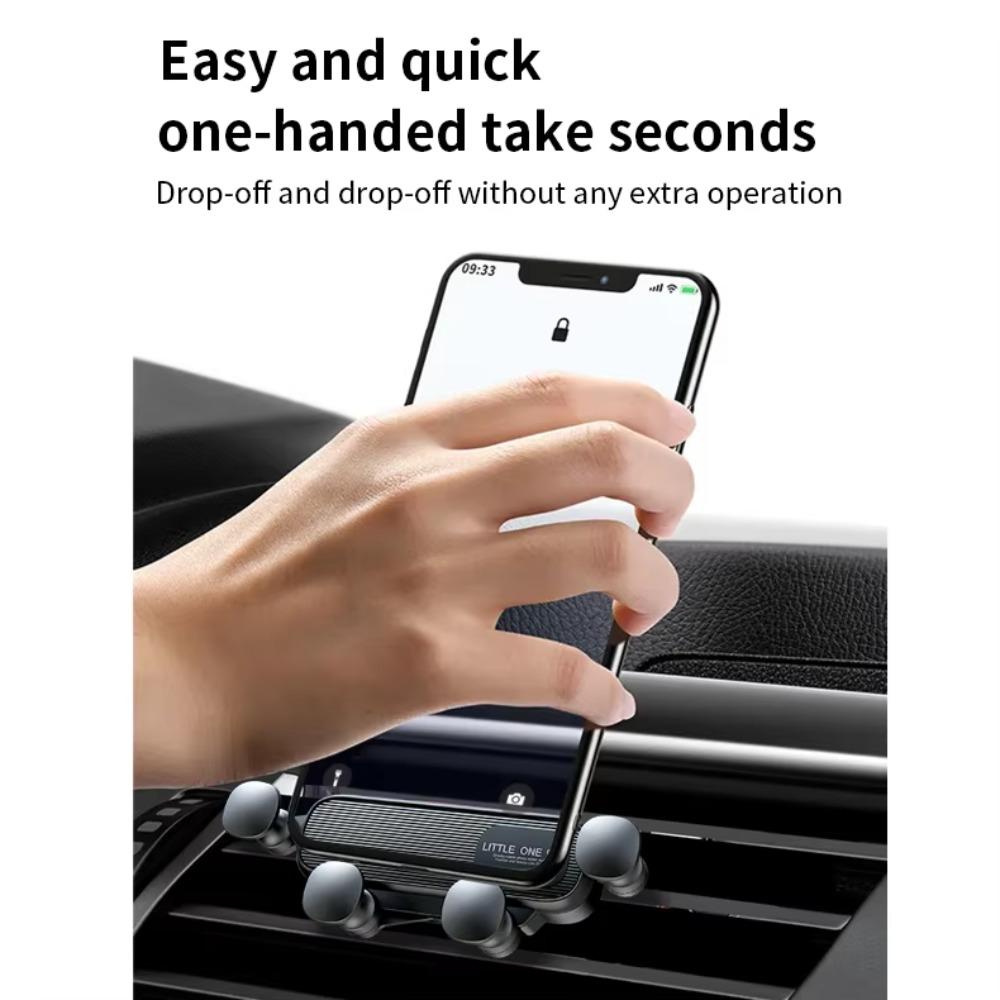 Black Car Phone Holder, Retractable Gravity Air Vent Mount, Car Interior Accessory
