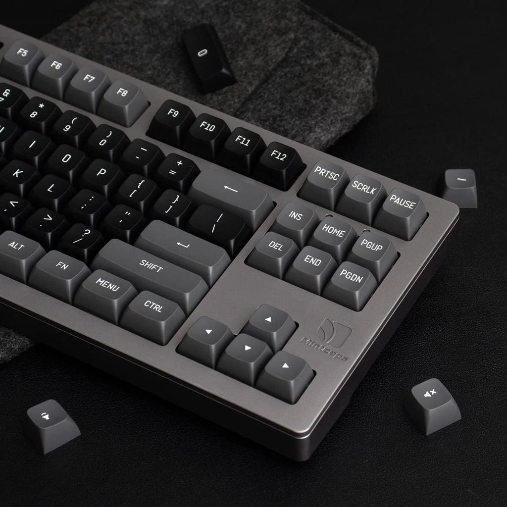 mintcaps Gray Black Keycap Set 150 Keys MSA Profile Doubleshot Custom Keycaps for Cherry MX Gateron Kailh Box Switch