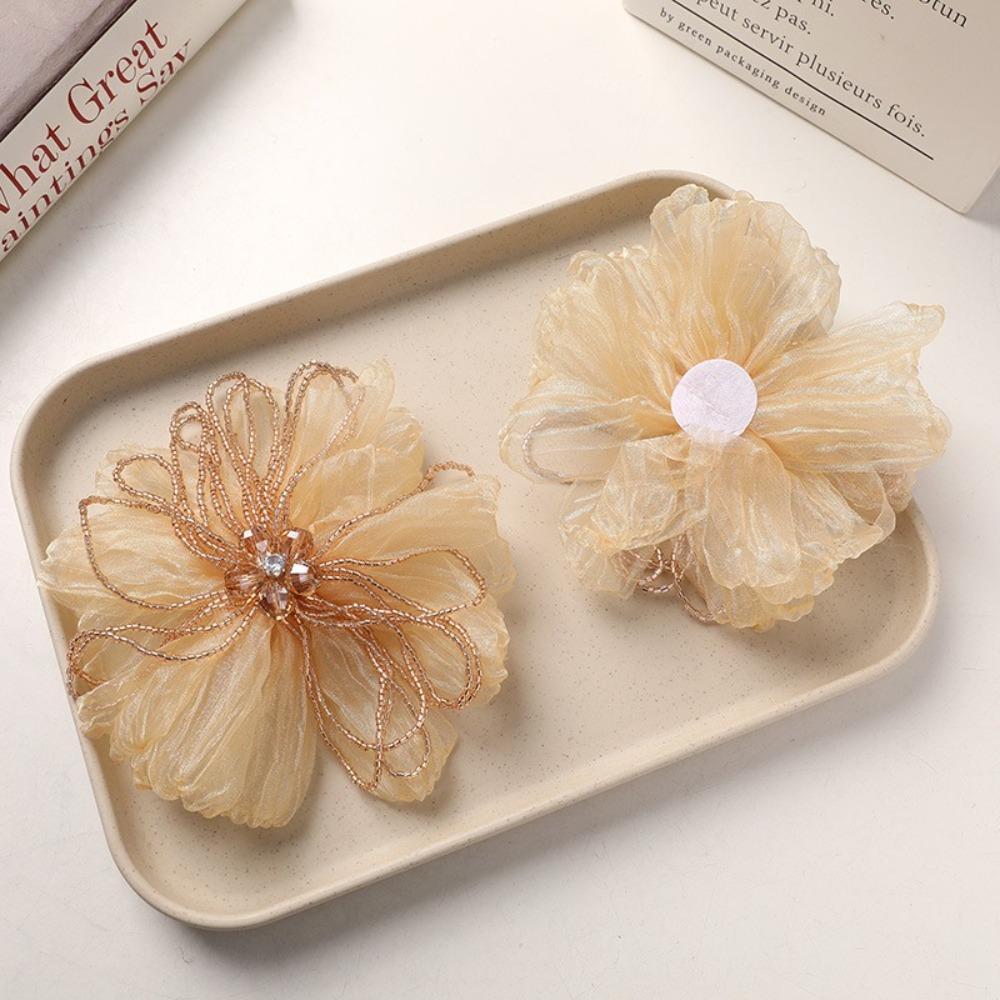 Organza Fabric Flower Patch Beaded Flower Flower Applique Clothing Decoration