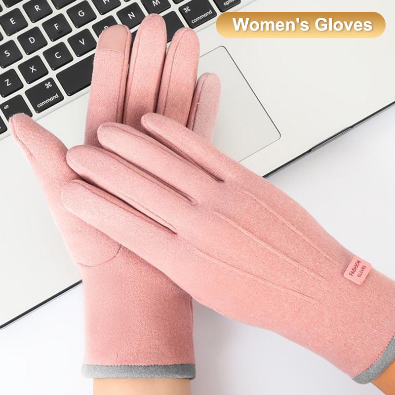 Women Men Winter Thick Plush Gloves Fashion Warm Suede Outdoor Guantes Lady Touchscreen Driving Gloves Sports Cycling Mittens