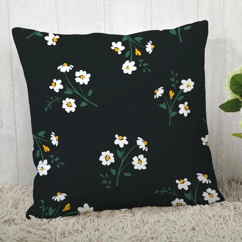 Chamomile Pillowcase Sofa Car Waist Throw Pillow Case Home Decoration Ins Style Flower Landscape Cushion Cover