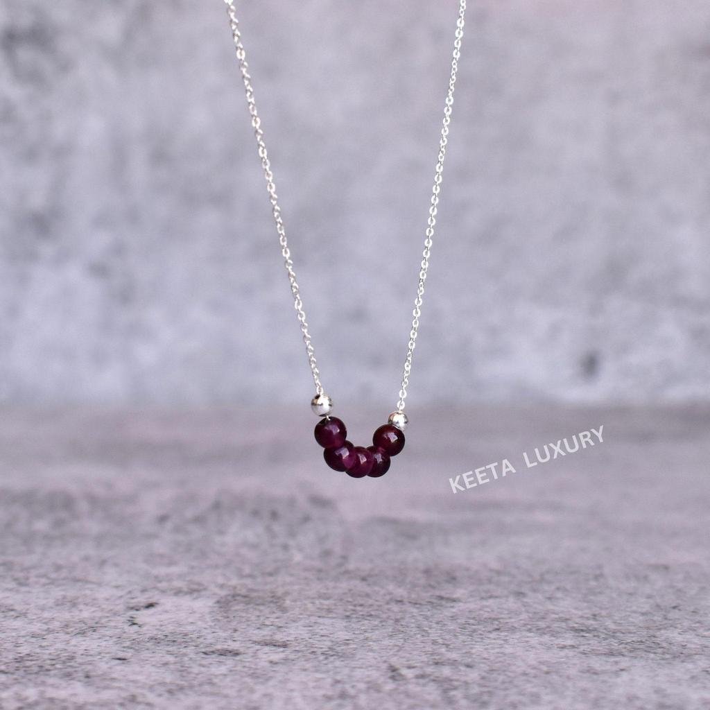 Natural Garnet beaded necklace Dainty beaded gemstone necklace Sterling silver handmade bracelet Beaded necklace for women Unique gifts