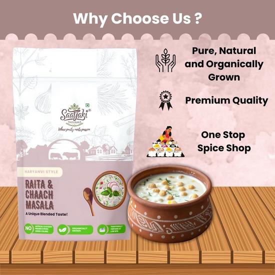 Saatyaki Naturals Raita & Chaach Masala - 250gm | Authentic Indian Spice Blend for Buttermilk, Freshly Grounded Aromatic Masala with No Preservatives