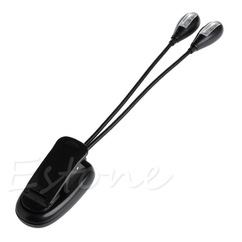 Dual for Head LED Clip Book Light Adjustable Reading Lamp Battery Operated Clip-On Reading Light for Kids Desk Bed Headb