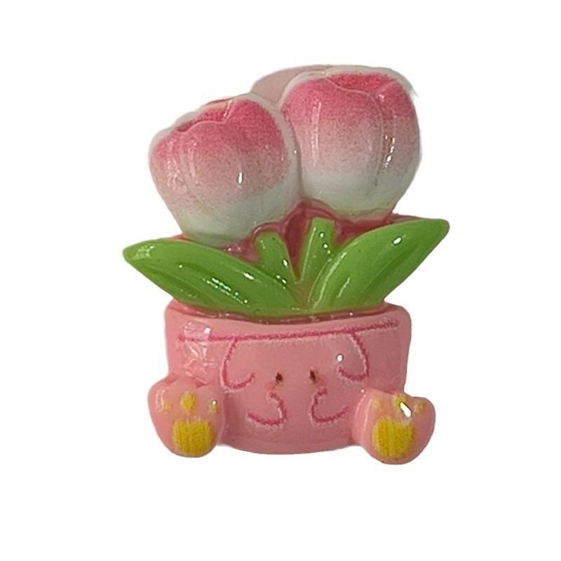 Resin Cute Small Animal Potted Accessories Flowers DIY Cream Glue Mobile Phone Case Headdress Car Decoration Water Cup Sticker