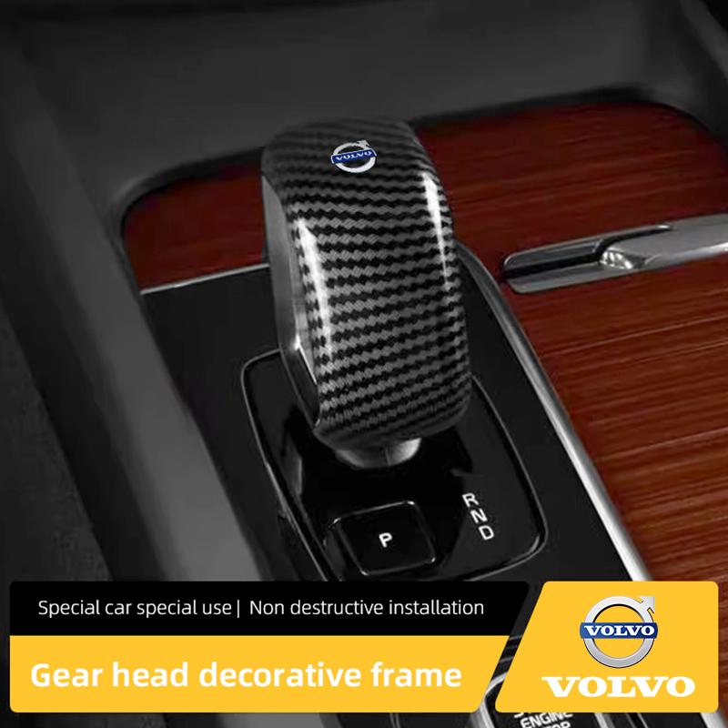 Carbon Fiber Car Gear Head Knob Shift Cover Trim Decoration For Volvo XC90 V90 V60 XC60 V40 EC40 EX40 S80 S60 S90 C40 XC40 V70 X
