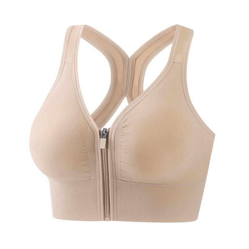 Women's High Impact Front Zip Sports Bra – Shockproof, Wire-Free Fitness & Yoga Bra with Beautiful Back Design.