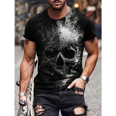 T-shirt da uomo con stampa teschio e preghiera di morte 2024 Nuova estate casual quotidiana T-shirt da uomo Top a maniche corte moda street outdoor