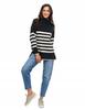 Women's Classic Long Sleeve Striped Turtleneck Sweater MORAJ XL black