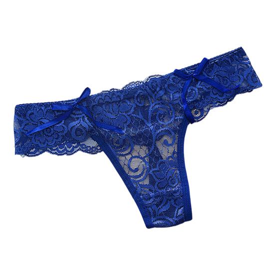 Dámské Tanga Květinové Výšivka Průhledné Krajkové Kalhotky Dekor s mašlí Nízký pas Elastické Svatební Noční Ložnice Dámské spodky