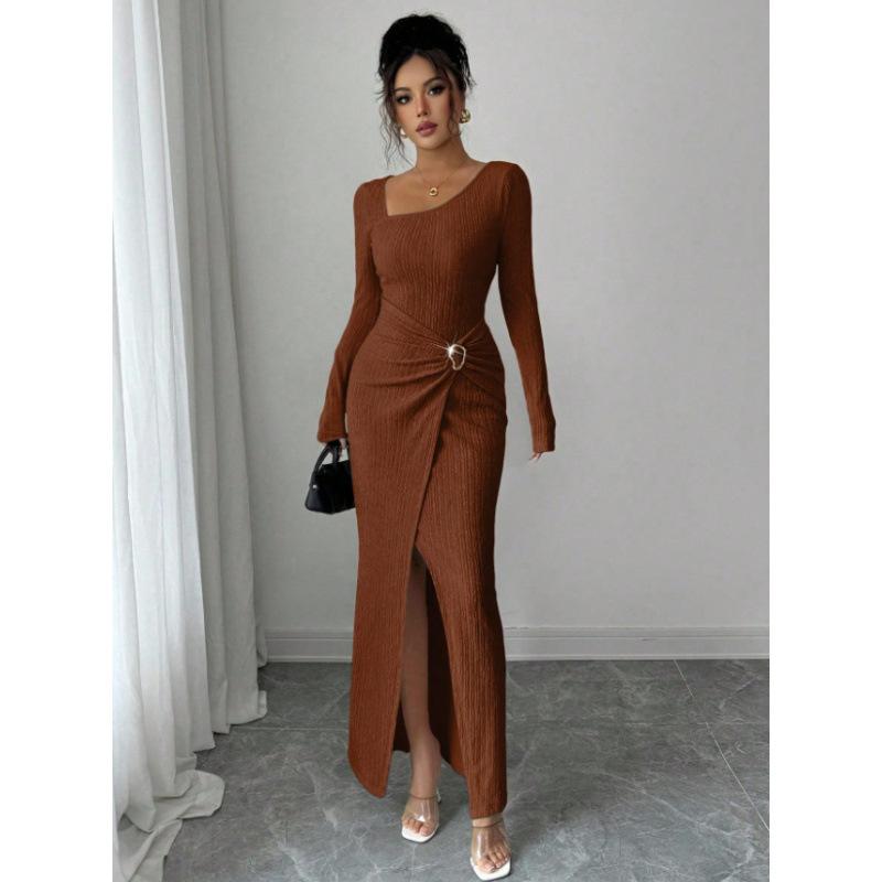 Long Sleeve Plus Size Knitted Vintage New In Dresses for Women Casual Spring Autumn Pencil Dress