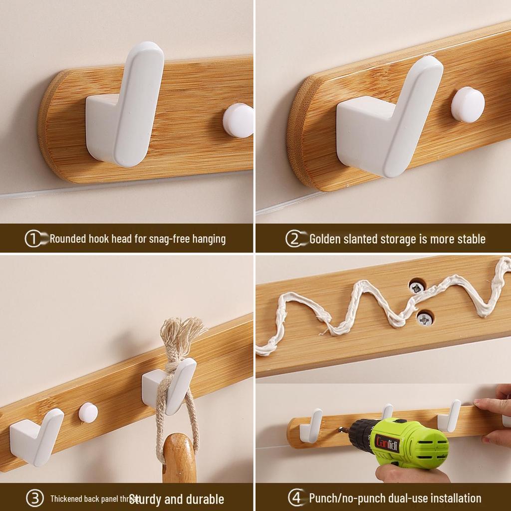 Walnut No-Drill Wall-Mounted Hook – Solid Wood Multi-Purpose Hook for Bedroom, Kitchen, Bathroom, and More.