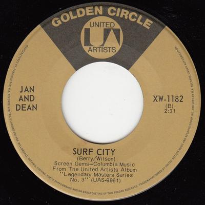 7inch Record JAN & DEAN - Surf City / Ride The Wild Surf XW1182 United Artists  Canada Rock Used