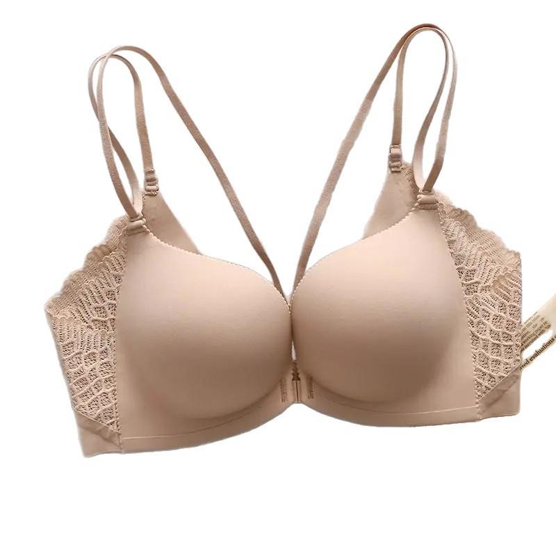 Front buckle seamless beautiful back bra without steel ring bra, large chest showing small seamless women's smooth surface gathering bra cover