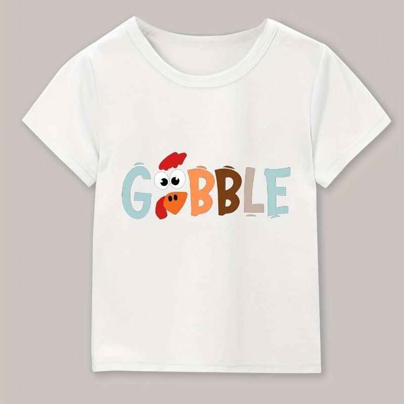 Kids Crewneck Short Sleeve Tee, Christmas GUBBLE Graphic Print Casual Trendy Kids Top 110 белый