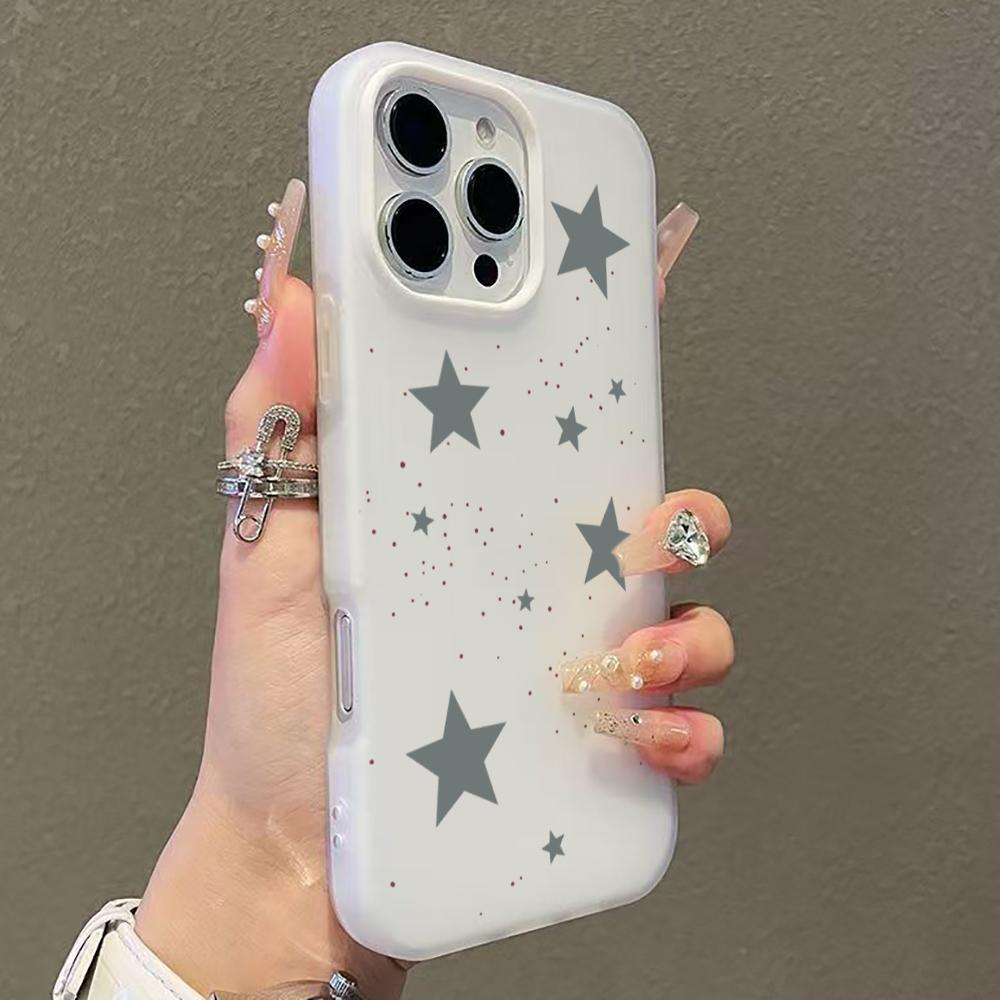Cute Gray Stars & Dots Phone Case for Redmi Note 14 12S 13 12 11 10 Pro Plus 5G Redmi 12 13C 14C 4G Shockproof Protective Cover