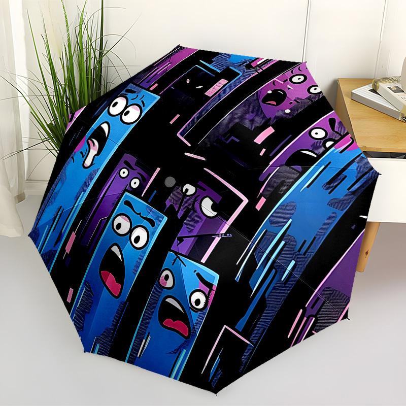 

1PC Cartoon Characters Automatic Folding Umbrella - Compact 8-Rib Design, Durable Plastic & Iron, Lightweight for Outdoor Daily Use, Festive Gift090