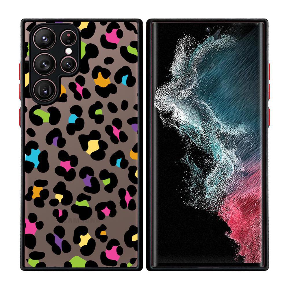 "Capa 2 em 1 para Celular com Estampa de Coração de Leopardo Pintado e Toque de Pele para Samsung S25 Ultra"