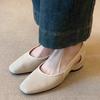 Soft leather version~ French cool single shoes women's square head hollow hole shoes retro shallow mouth hollow breathable Mary Jane shoes