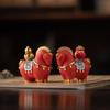 JINGRUIXIANG Guochao Rotating Tang Horse & Yuanbao Wealth Figurine Pair