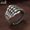 Effie Queen Retro Trendy Skull Ring Adjustable 925 Sterling Silver Skull Ghost Ring Hip-hop Rock Halloween Party Jewelry NMR19