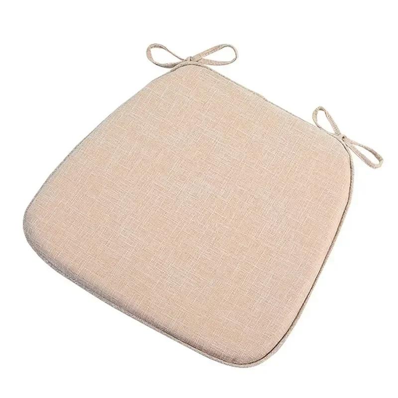 Modern Style Solid Color Cotton Linen Chair Cushion with Ties for Dining Chairs Kitchen Dining Chair Pad Cojines Decorativos