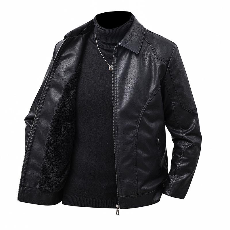 Jachetă din Piele PU Mărimi Mari pentru Bărbați Meikeduo - Guler Business Casual Tineresc pentru Primăvară și Toamnă