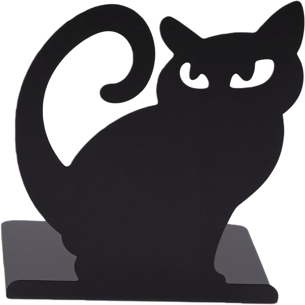 2pcs Iron Decorative Cat Bookend 4.72x4.37x5.87in Metal Bookends Cat Shaped Book Stopper  Home Study