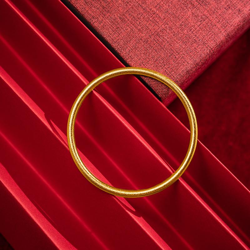 Chinese Style Retro Gold Minimalist Ring Bracelet, National Style Temperament Sansheng Sanshi Fu Character Open Bracelet Women