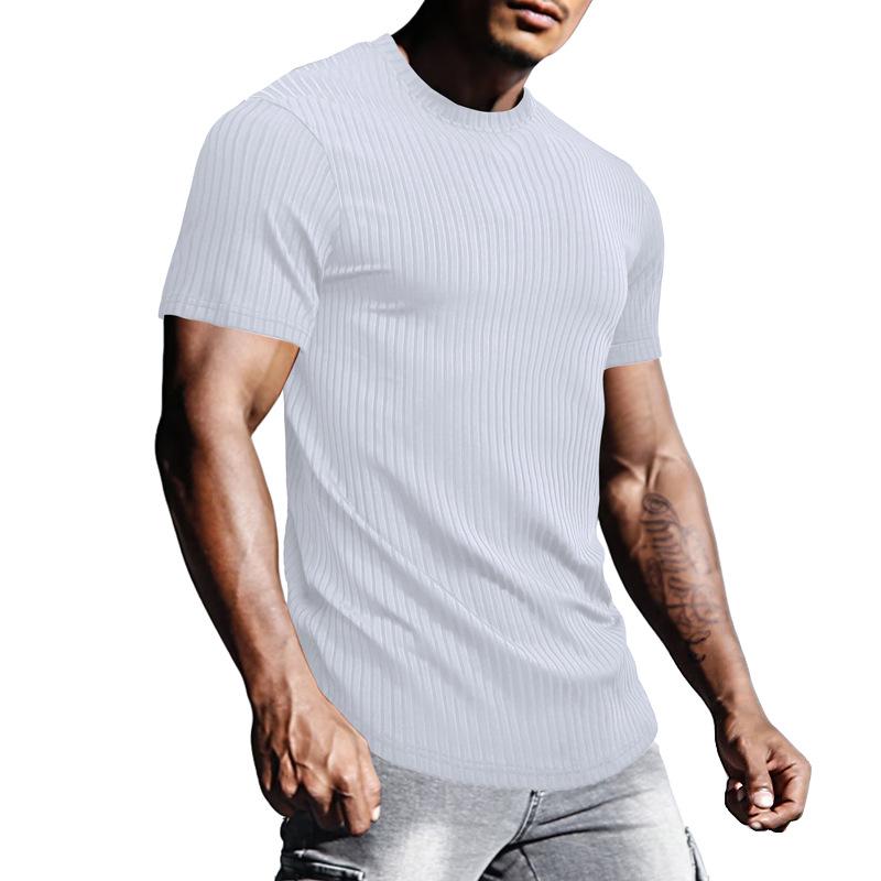 Men'S Sports Work Base Daily Wear T-Shirt Summer Men'S Solid Color Slim Fit Casual T-Shirt Short Sleeved Top