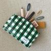 [Rootote] Rectangular Cosmetic Pouch, Laminated To-Q 1031 (01 Check Green)