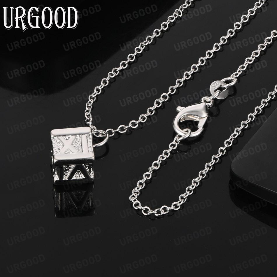925 Sterling Silver Minimalist Cube Pendant Necklace - Stylish Evening Jewelry