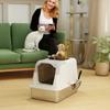 Extra Large Stainless Steel Litter Box, Enclosed Cat Litter Tray with Scoop, Deodorizer Bag, Front-Entry and Top-Exit