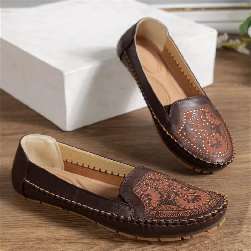 Large Size 44 Women Shoes Vintage Handmade Women's Flats Casual Shoes Ladies Flat Shoes Comfortable Slip On Female Loafers
